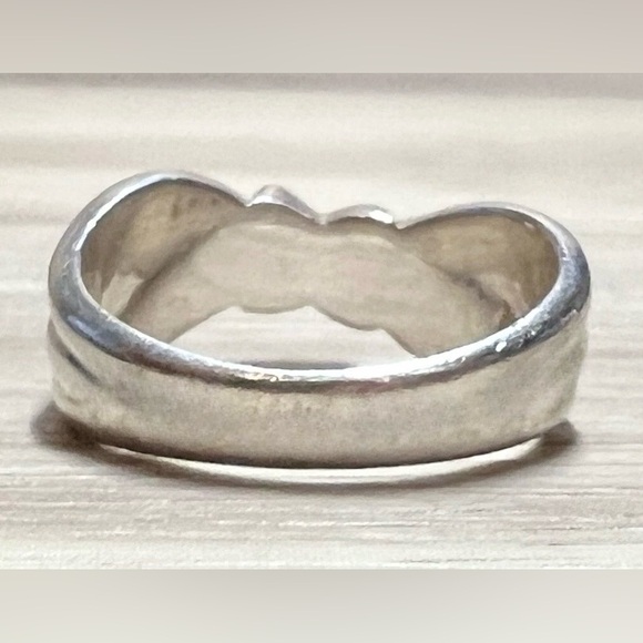 Vintage Designer Hallmarked Sterling Silver &18K Gold Fluted "X" Ring, 5.5g - Picture 4 of 10